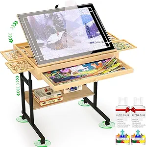 Wooden Puzzle Table with Storage